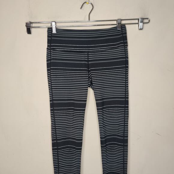 Athleta Chaturanga Tight Striped Black Grey - Picture 3 of 9